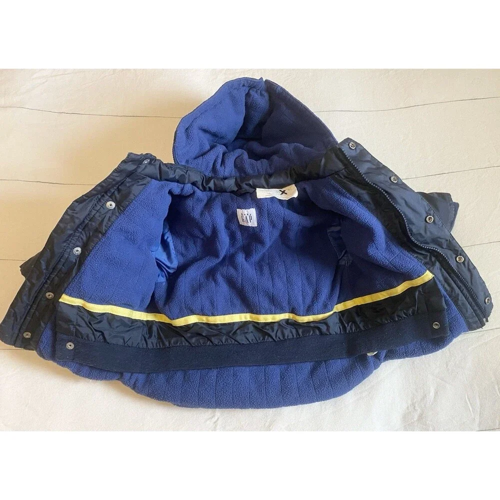 VTG Baby Gap Navy Down Puffer Jacket 18 24M Y2K Gorpcore Winter Coat Fleece EUC